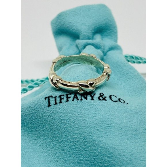 Tiffany & Co Silver Signature X Stacking Ring Band Sz 7.25 - Picture 9 of 9